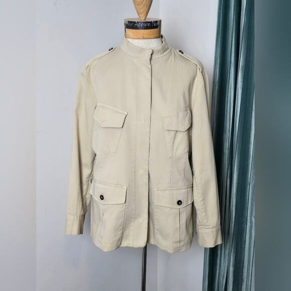 Piazza Sempione Jackets & Blazers - Piazza Sempione Women's Tan Utility Stand Collard Jacket Sz IT48 (826)